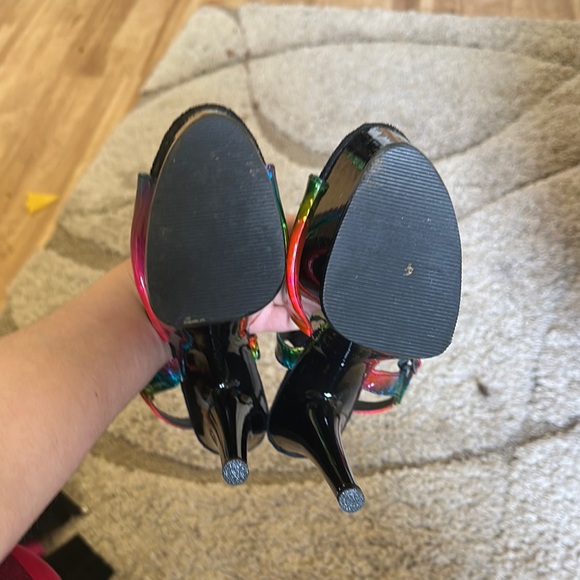 Pleaser Black Platform Shoes with Dramatic Stiletto Heels - Picture 3 of 4